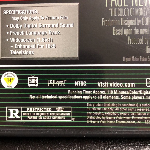 The Color of Money DVD 1986 Martin Scorsese Paul Newman Tom Cruise Pool Hustler - Picture 5 of 9